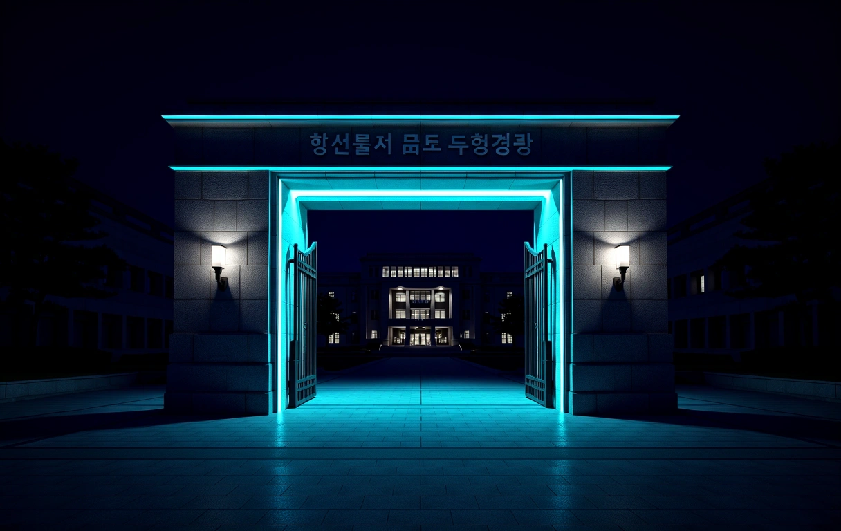 University Gate at Night